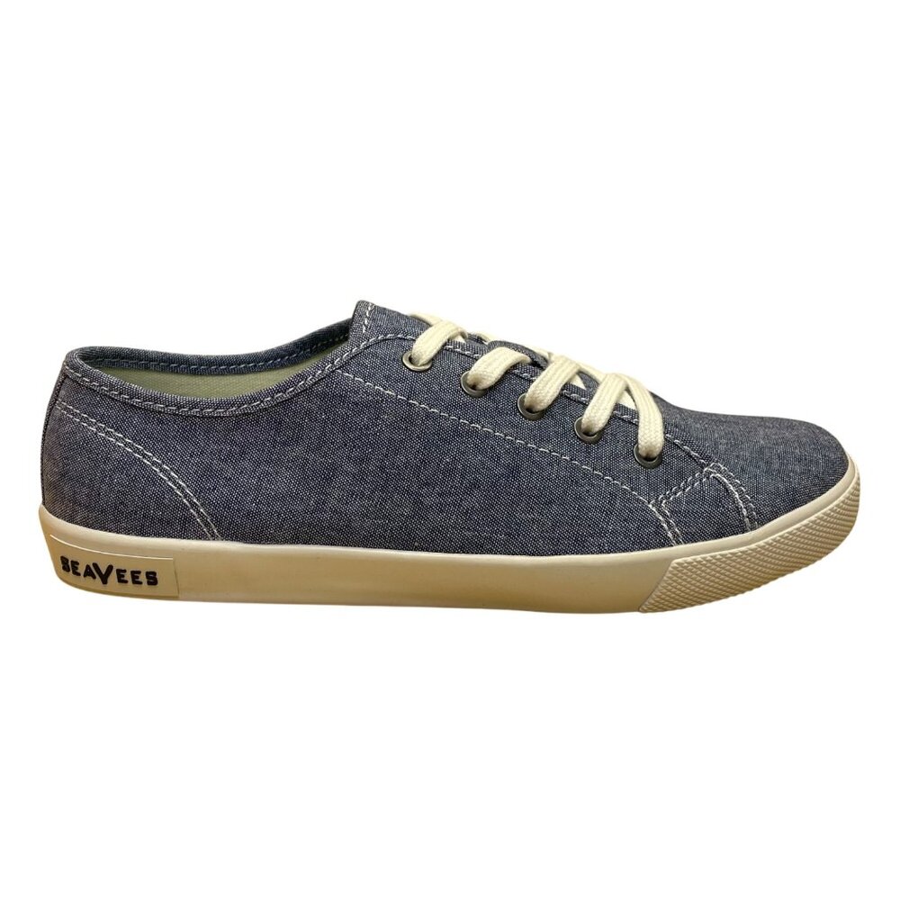 SeaVees Big Kids Blue Cotton Chambray Lace-Up Monterey Kids Sneakers Size 5Y
